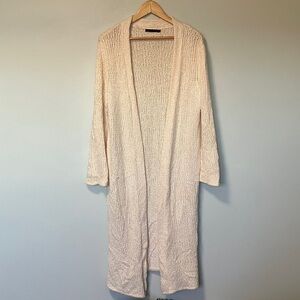 Jenni Kayne Merino Wool Silk Blend Cream Maxi Long Cardigan